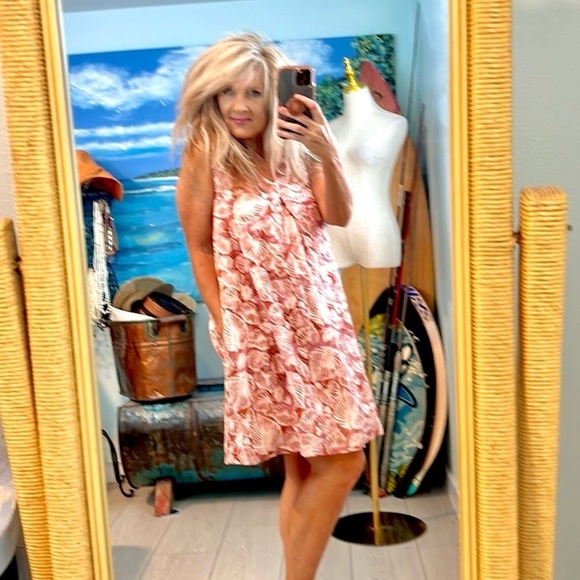 ⭐️Tahari,Softest Linen,V-neck,Lined,Fun Twirl-able Trapeze Dress, POCKETS,Size L - Picture 7 of 14